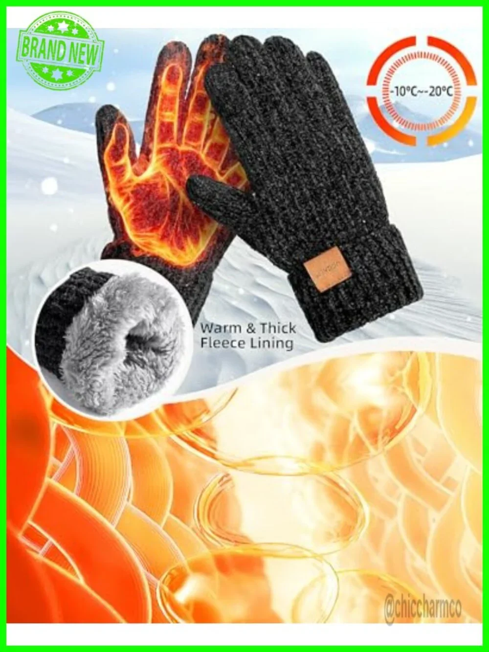 Women's Winter Gloves Fleece Lined Chenille Touchscreen Knit Gloves